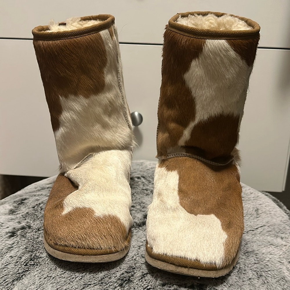 Genuine cow hair mid calf ugg style boots